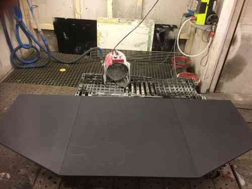 Custom bluestone hearth in three pieces